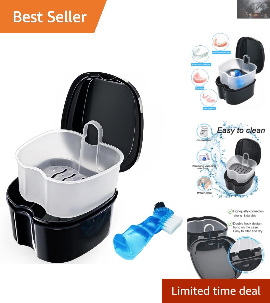 Hygienic Black Denture Cleaner with Easy-Clean Design & Multi-Use Functionality