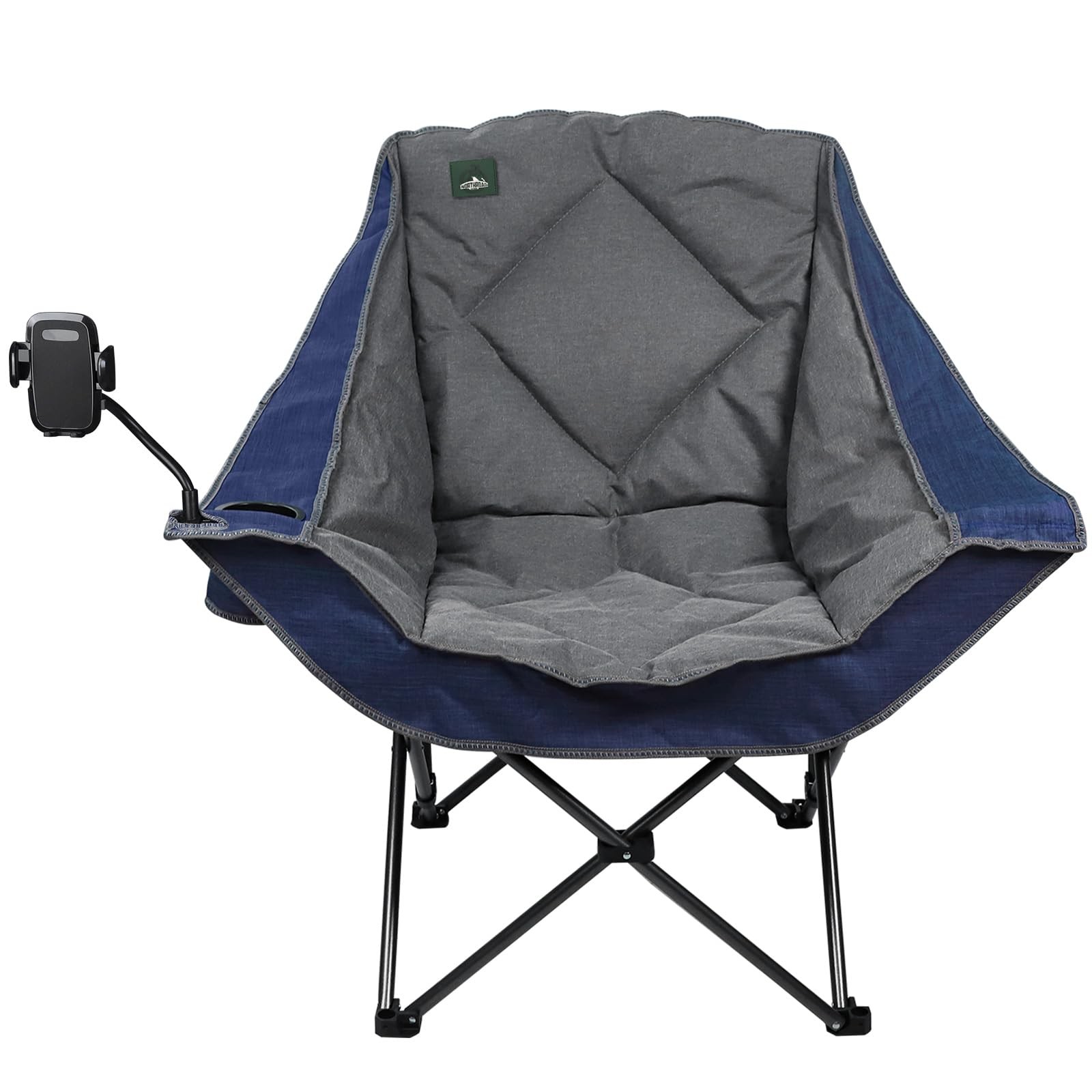 Oversized Foldable Camping Chair with Cell Holder,Outdoor Padded Lawn Chair w...