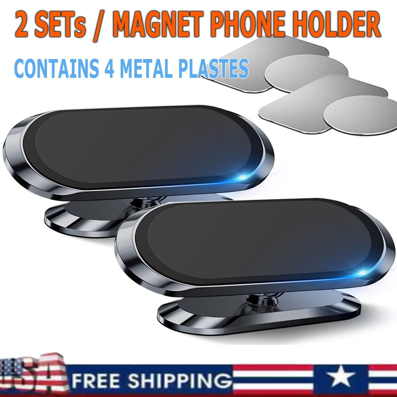 2-Pack Magnetic Car Dashboard Mount Holder Stand For Phone Samsung Galaxy iPhone