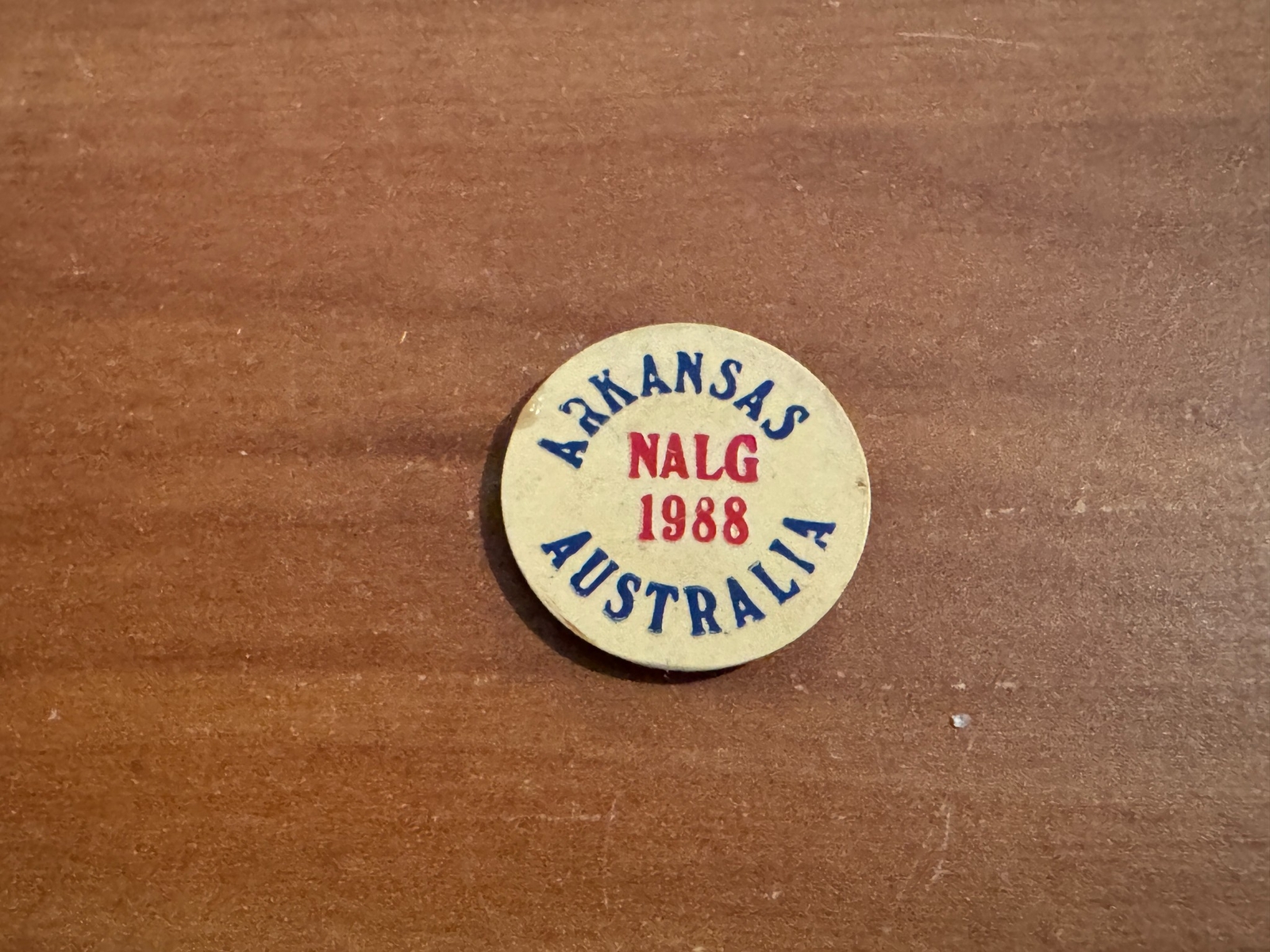 1988 National Left-Handed Golfers (NALG) Convention Flat Ball Marker, Arkansas