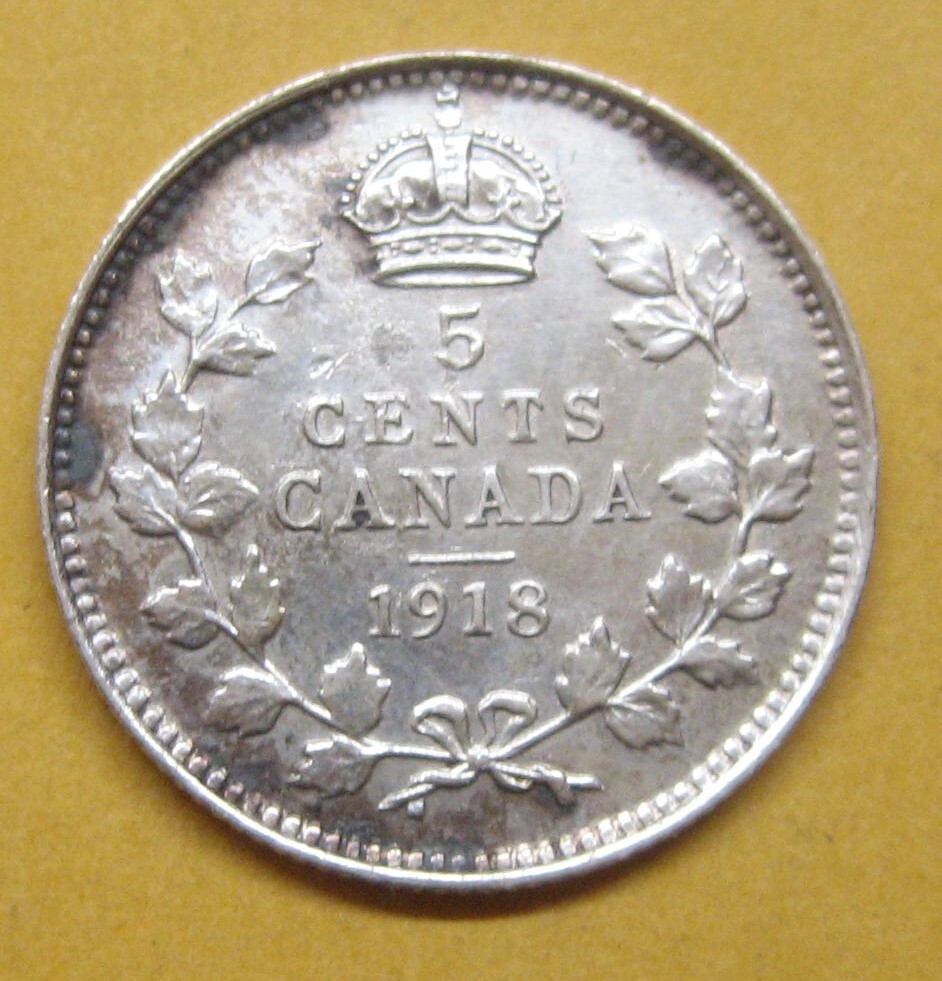 1918 Canada 5 Cent Cleaned Take a Look