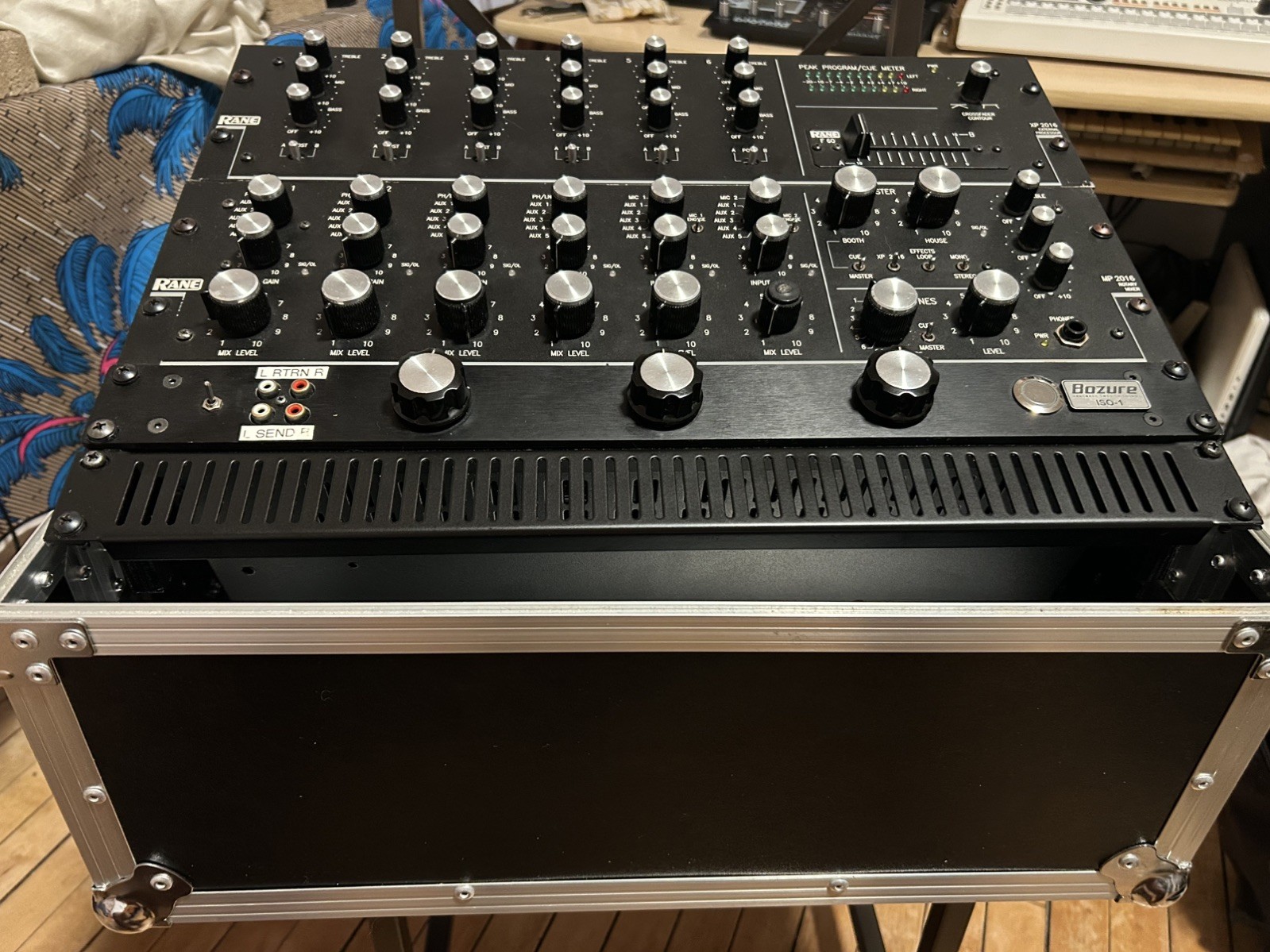 Complete DJ Rotary Mixer Rig: Rane Mp2016 & expander, Bozure Iso, Road Case
