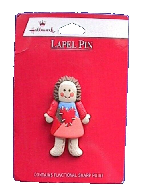 Hallmark PIN Valentines Vintage RAGDOLL with HEART PATCHWORK 1994 Brooch NEW