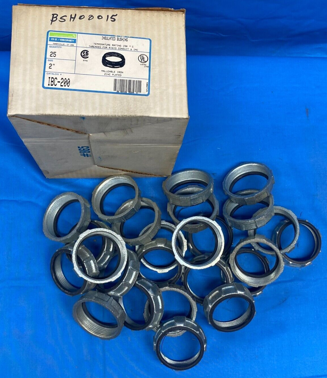 O-Z GEDNEY  INSULATED BUSHING THREADED 12G SIZE 2"  LOT OF 25  MALLEABLE IRON