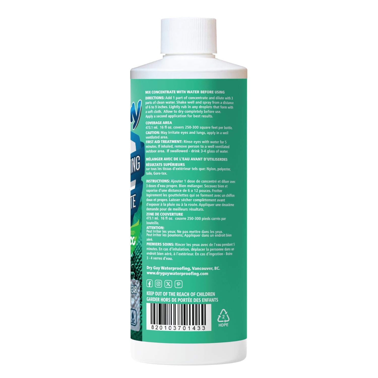 Eco-Friendly Waterproofing Concentrate for Tents, Tarps, Backpacks & Fabrics