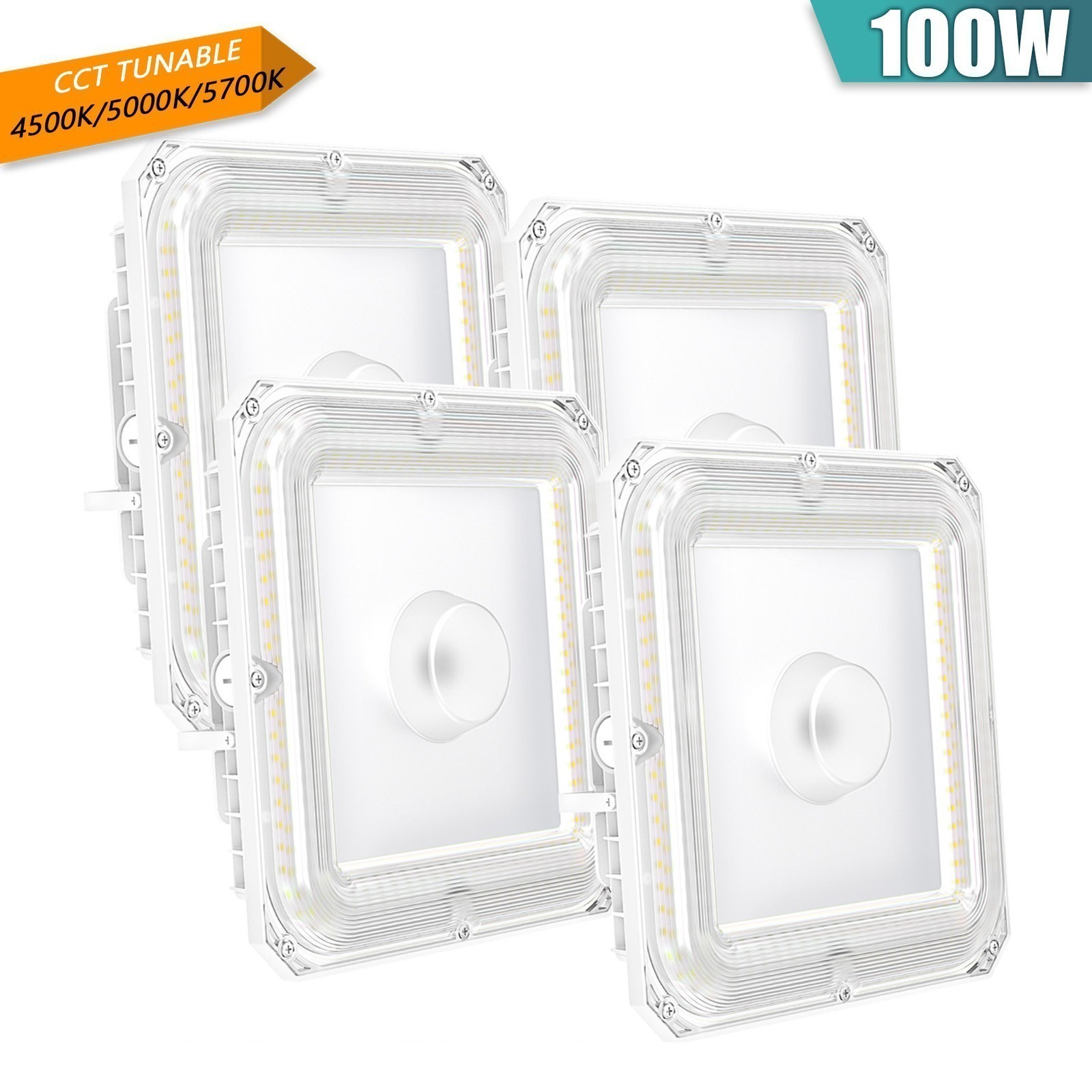 4Pack LED Canopy Lights 100W 4500K/5000K/5700K Garage Gas Station Workshop Light