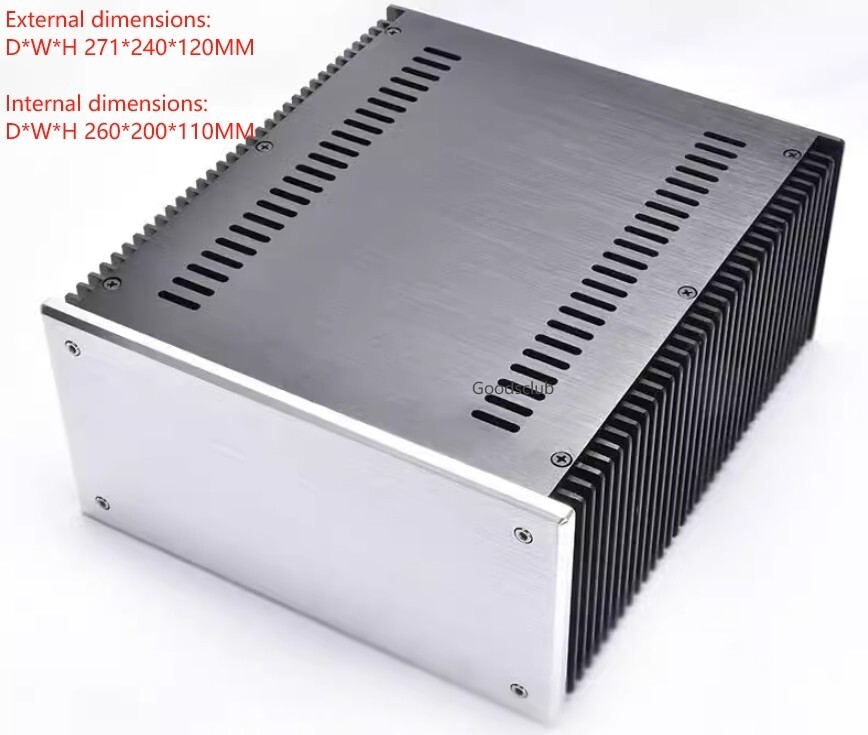 Power Amplifier Chassis DIY Full Aluminum Case DAC AMP Shell Size 240*120*271MM