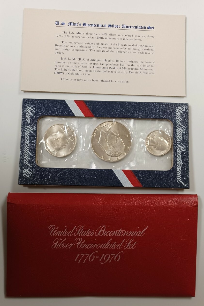 1976-S 40% Silver US Mint 3 Coin Uncirculated Set Complete w/ COA OGP