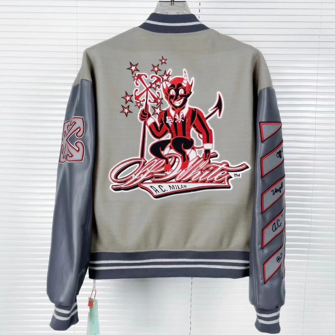 Premium Mens Vintage Leather Jacket - Urban Style - Varsity Baseball Jacket !