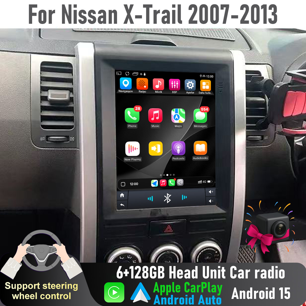 9.7'' Apple CarPlay Auto 6+128GB Head Unit Car radio For Nissan X-Trail 2007-11