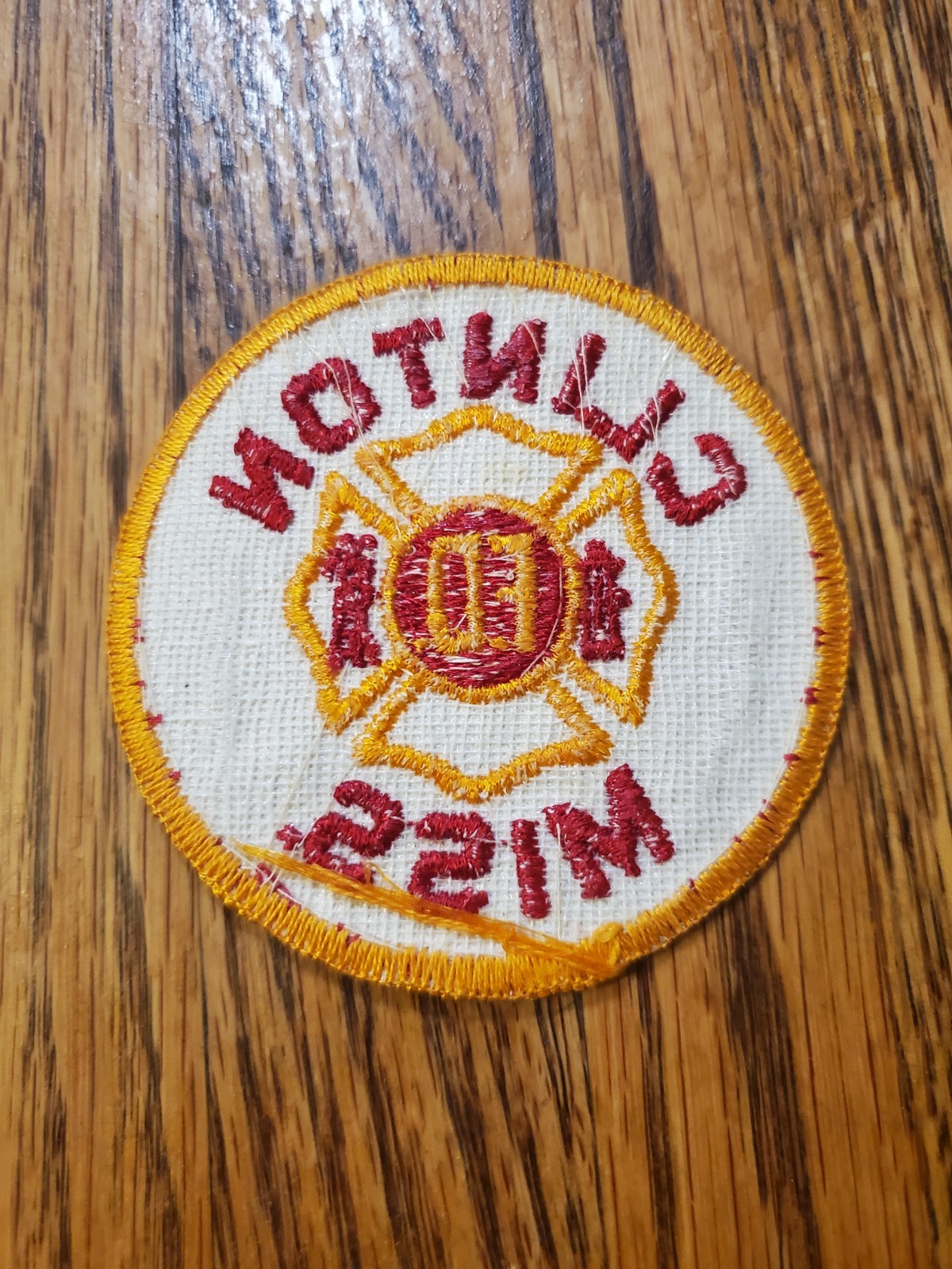 Vintage Clinton, Mississippi (MS) Fire Department embroidered patch.