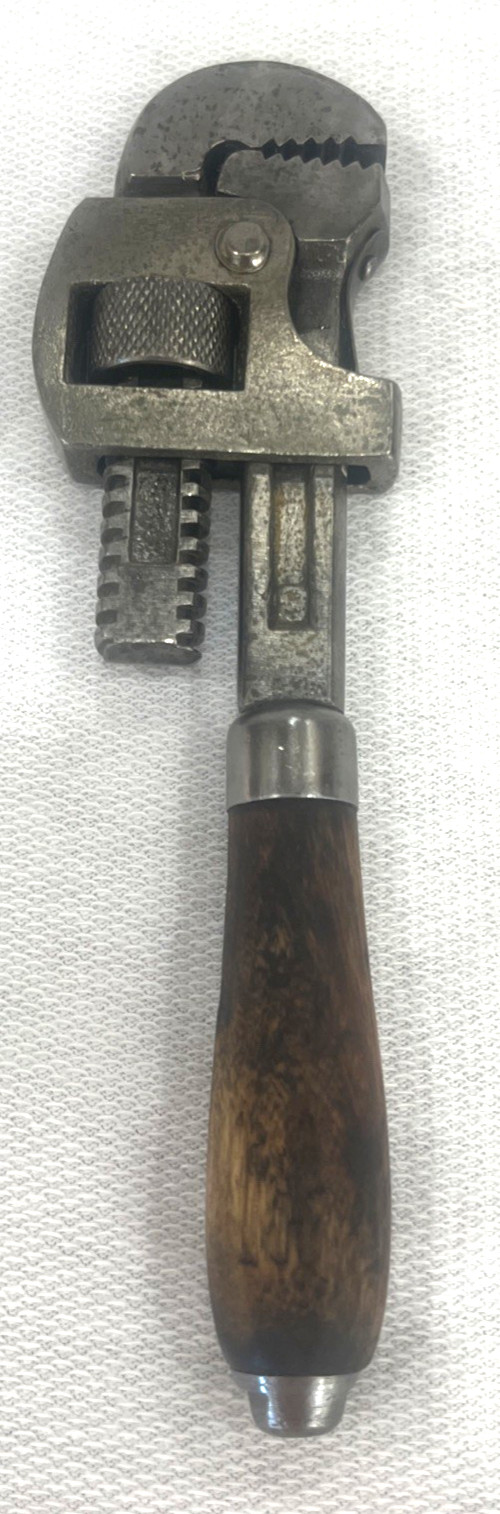 Vintage Stillson 7" Pipe Wrench Wooden Handle Hudson Forge Company USA  #8