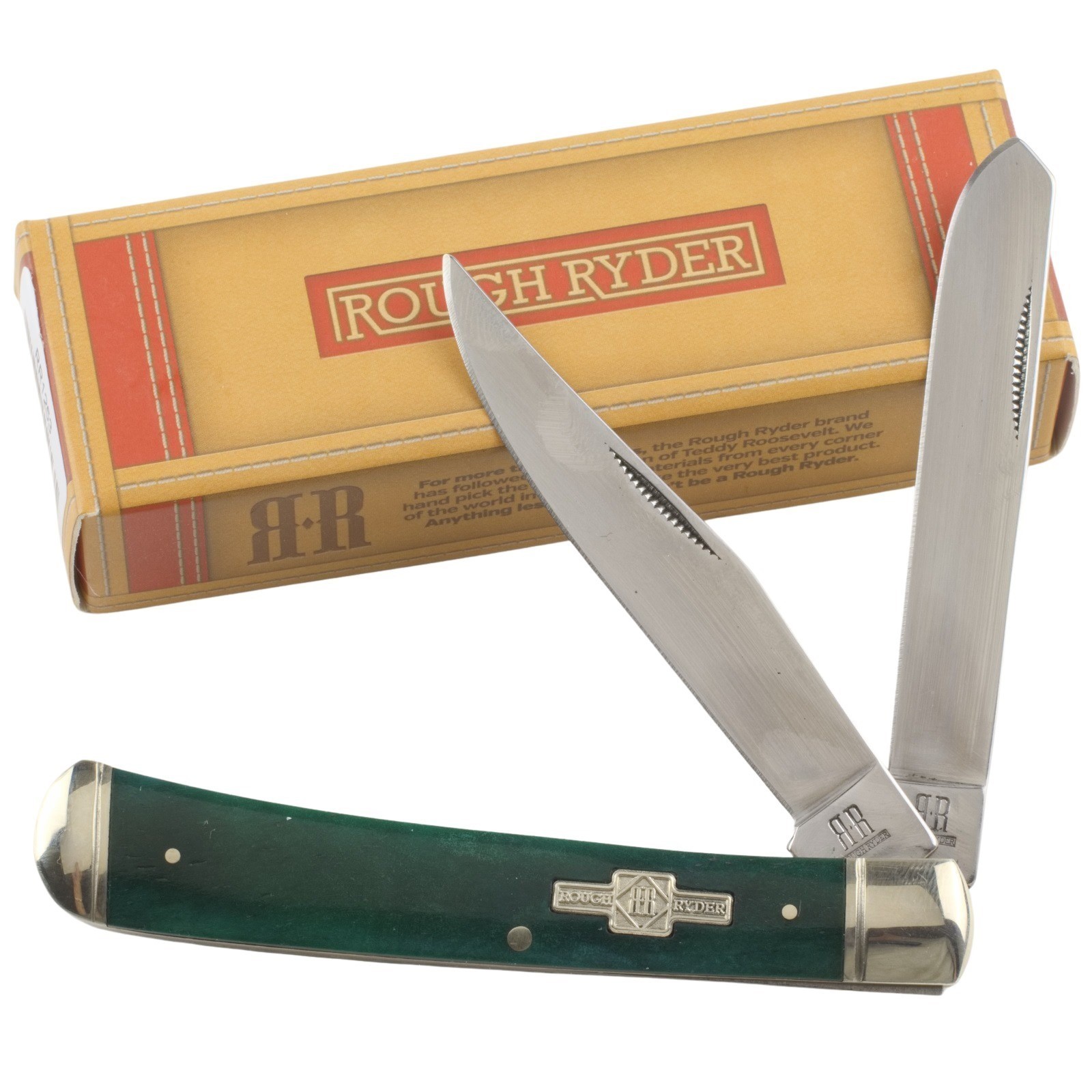 Rough Rider Turquoise Smooth Bone Trapper Pocket Knife RR1253 2 Folding Blades