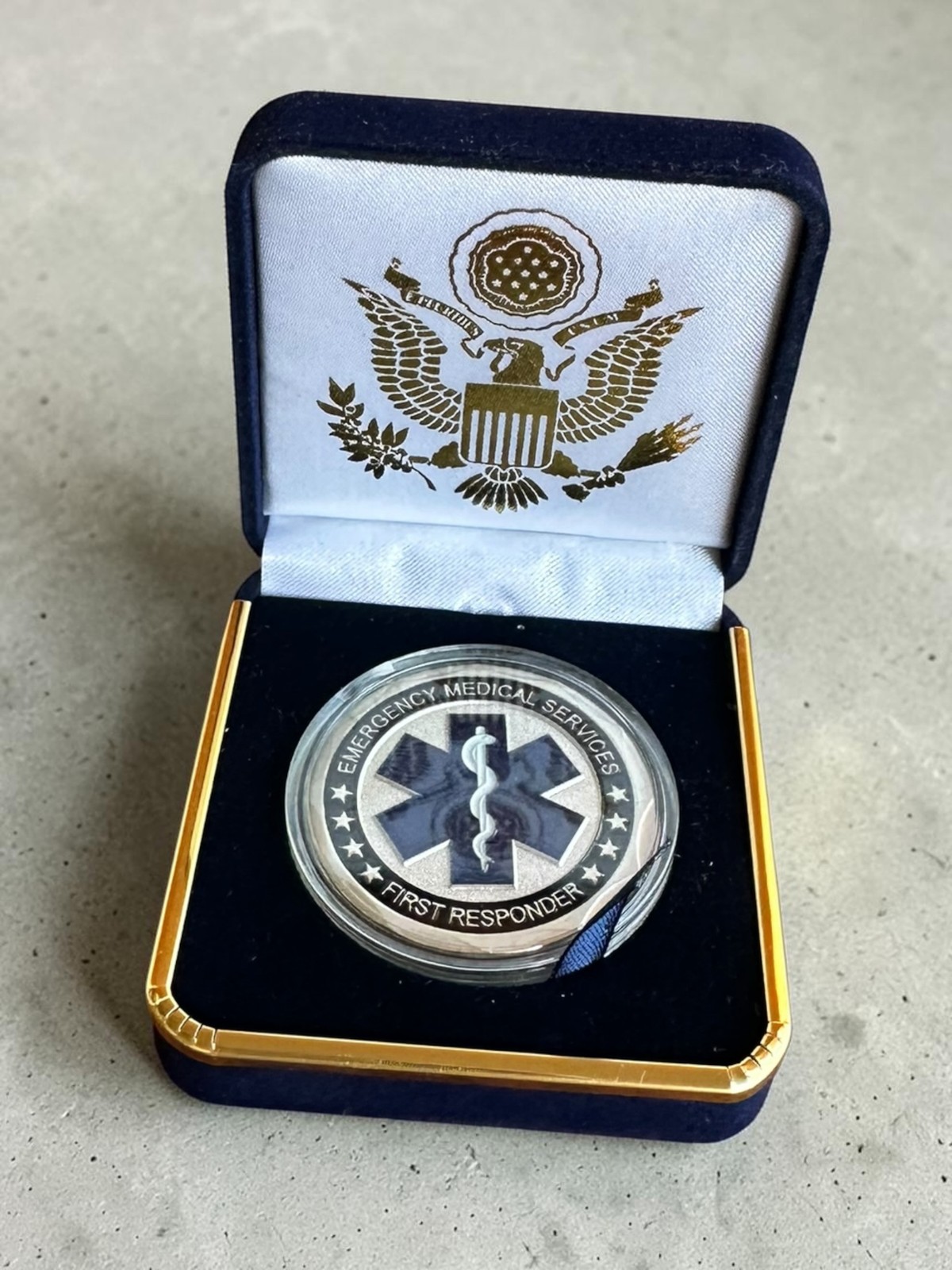 EMS Emergency Medical Services Silver First Responder Challenge Coin ·NEW·