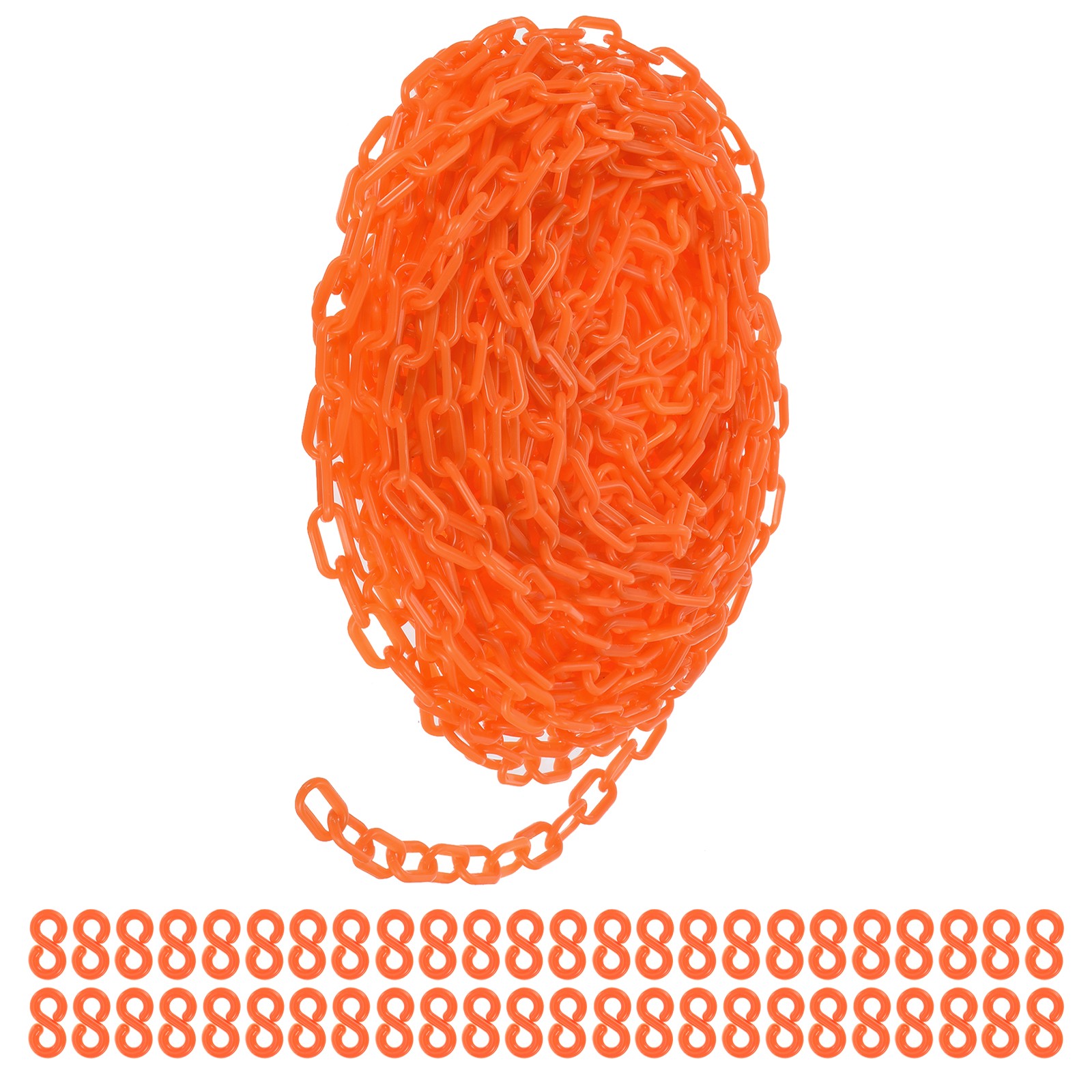 Plastic Chain Links 100 Foot Safety Barrier Chain Orange for Queue Line