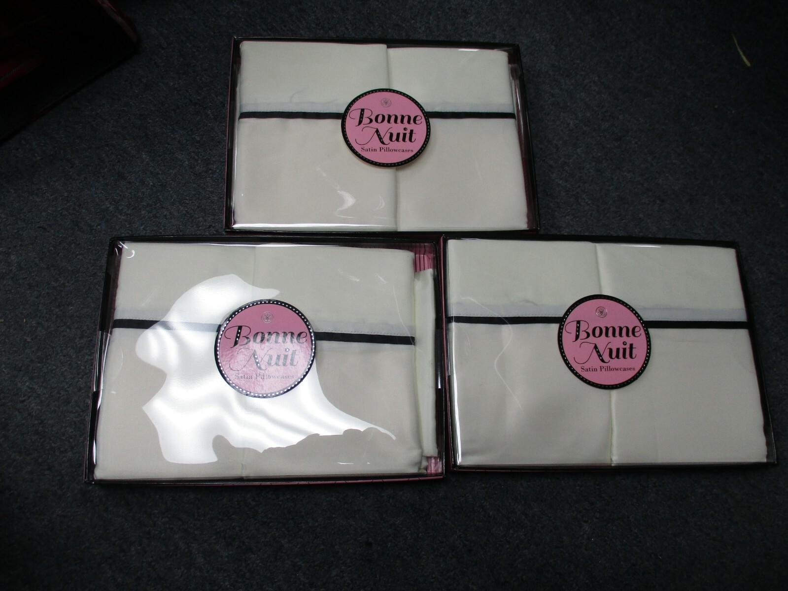 6 Standard Size SATIN Pillow Cases Set Of 2 GIFT BOX  SATIN SUPER SOFT IVORY NEW