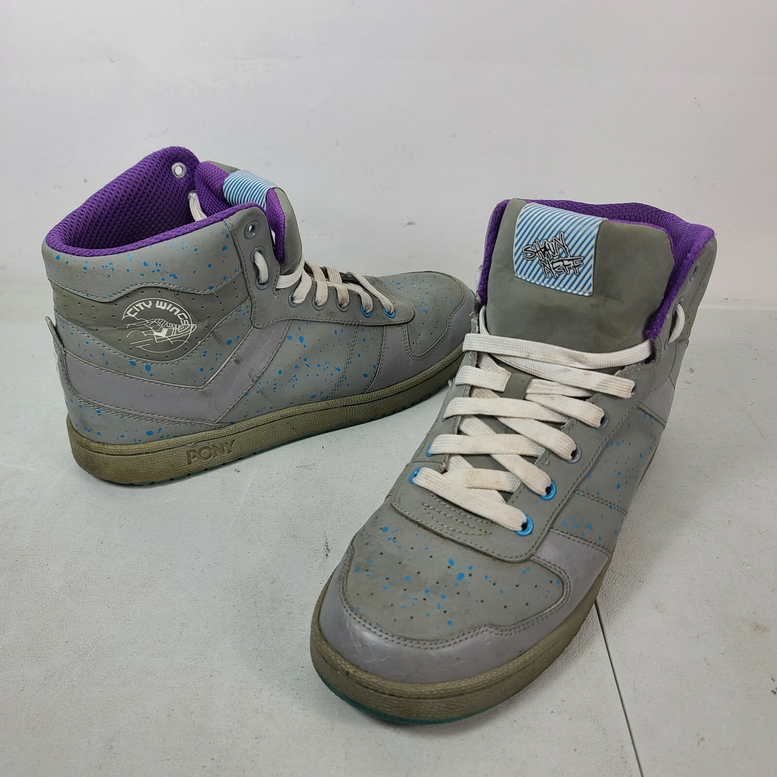 Pony Mens US 12 EUR 45 City Wings Shaun Neff Skate Sneakers Shoes. Blue, Gray