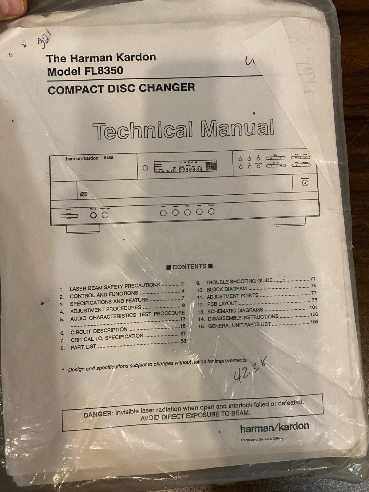 HARMAN KARDON FL8350 FL-8350 Service Manual *ORIGINAL* BOOK OR PDF-FREE SHIP