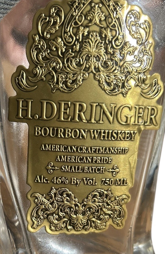 Empty H Deringer Bourbon Whiskey Bottle American Craftsmanship Limited Edition