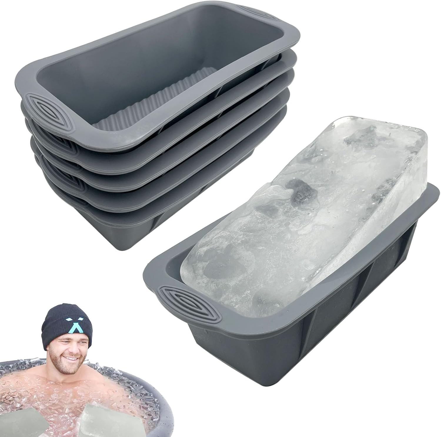 6Pcs Extra Large Ice Block Mold,  Large Silicone Ice Molds for Ice Bath, Large I