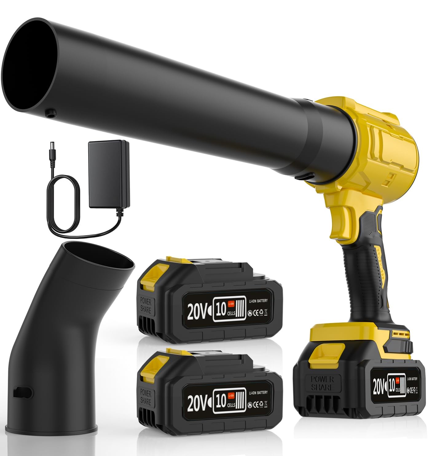 Leaf Blower Cordless, Extended Nozzle, 2 x Batteries, 1x Charger Lightweight ...