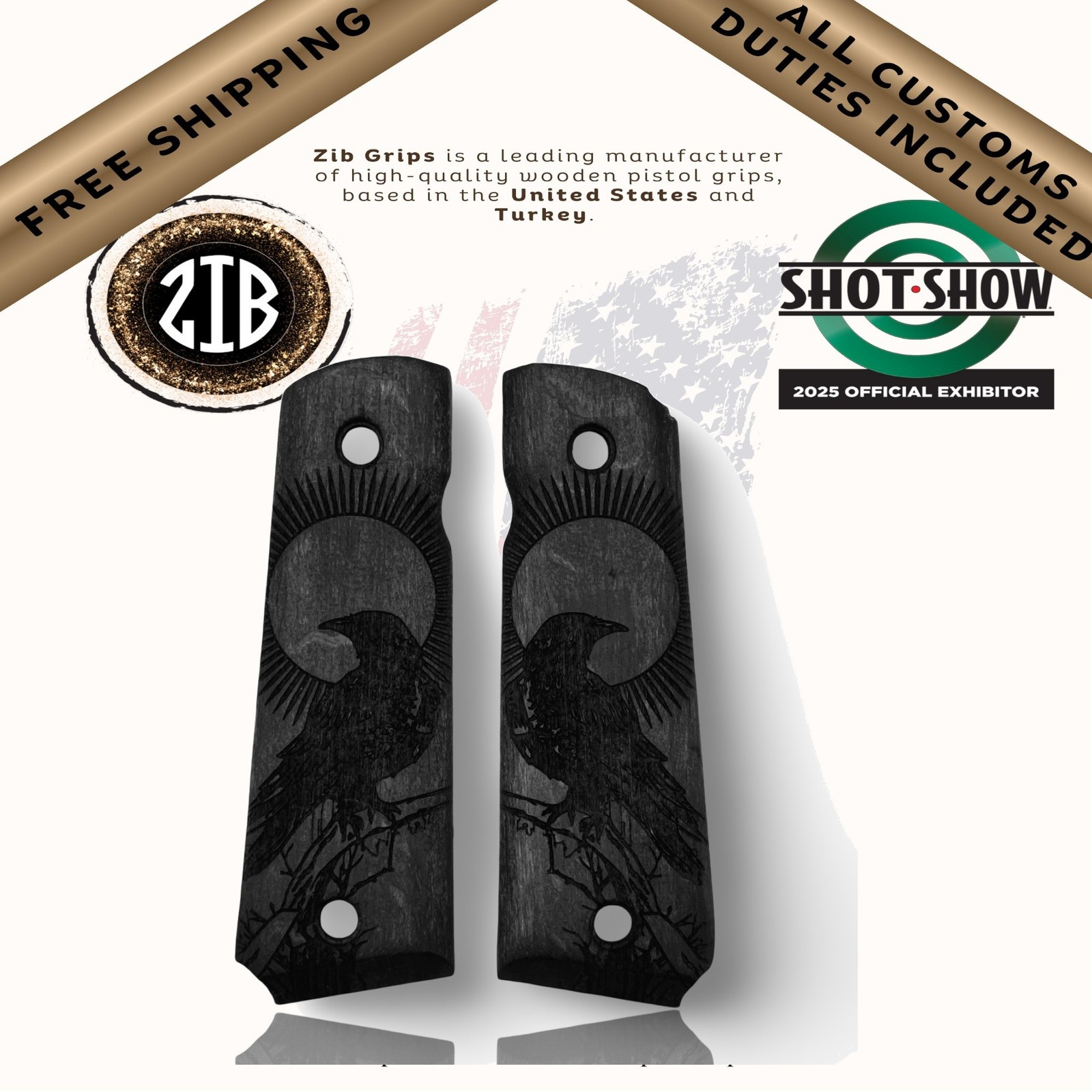 Zib Grips Wooden Series Pistol Grips for Colt 1911
