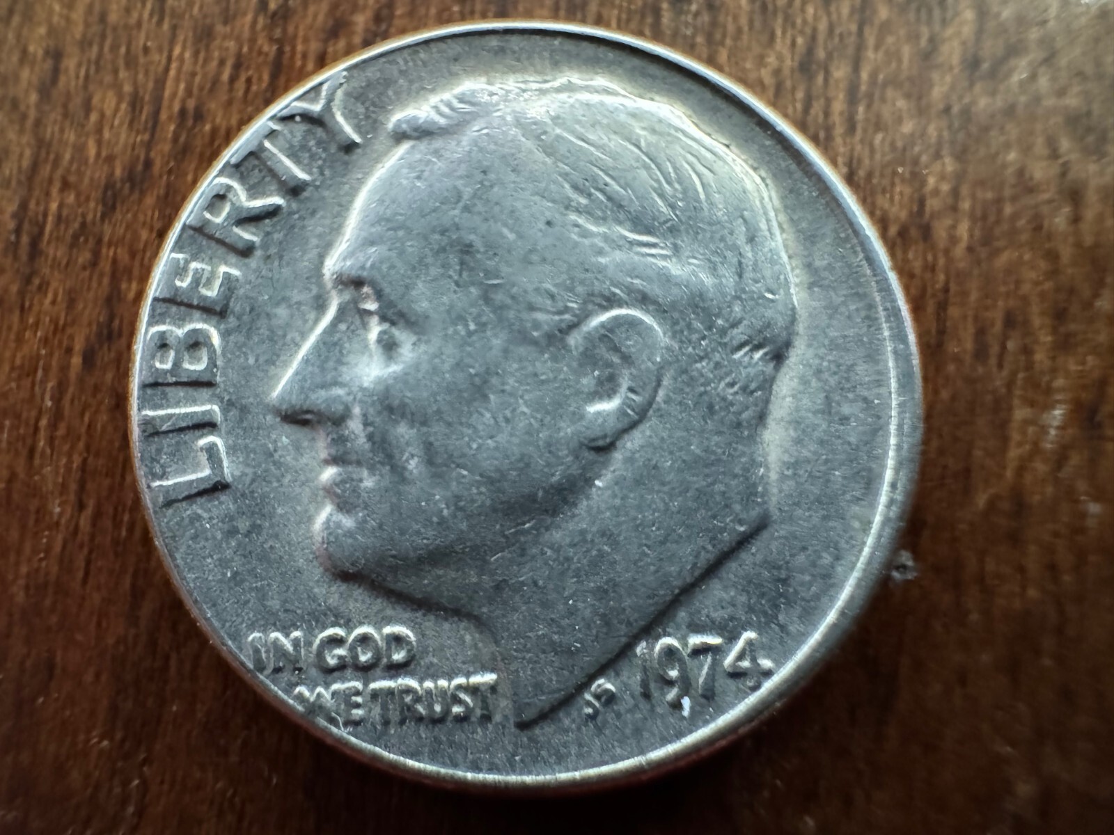 1974 Roosevelt Dime No Mint Mark "W" IS OFF  Good Condition