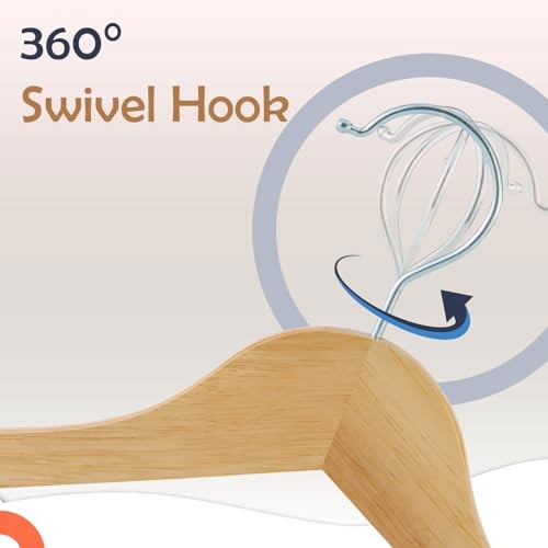 Solid Wooden Hangers Wood Suit Hangers with Extra Smooth 20 Pack Natural
