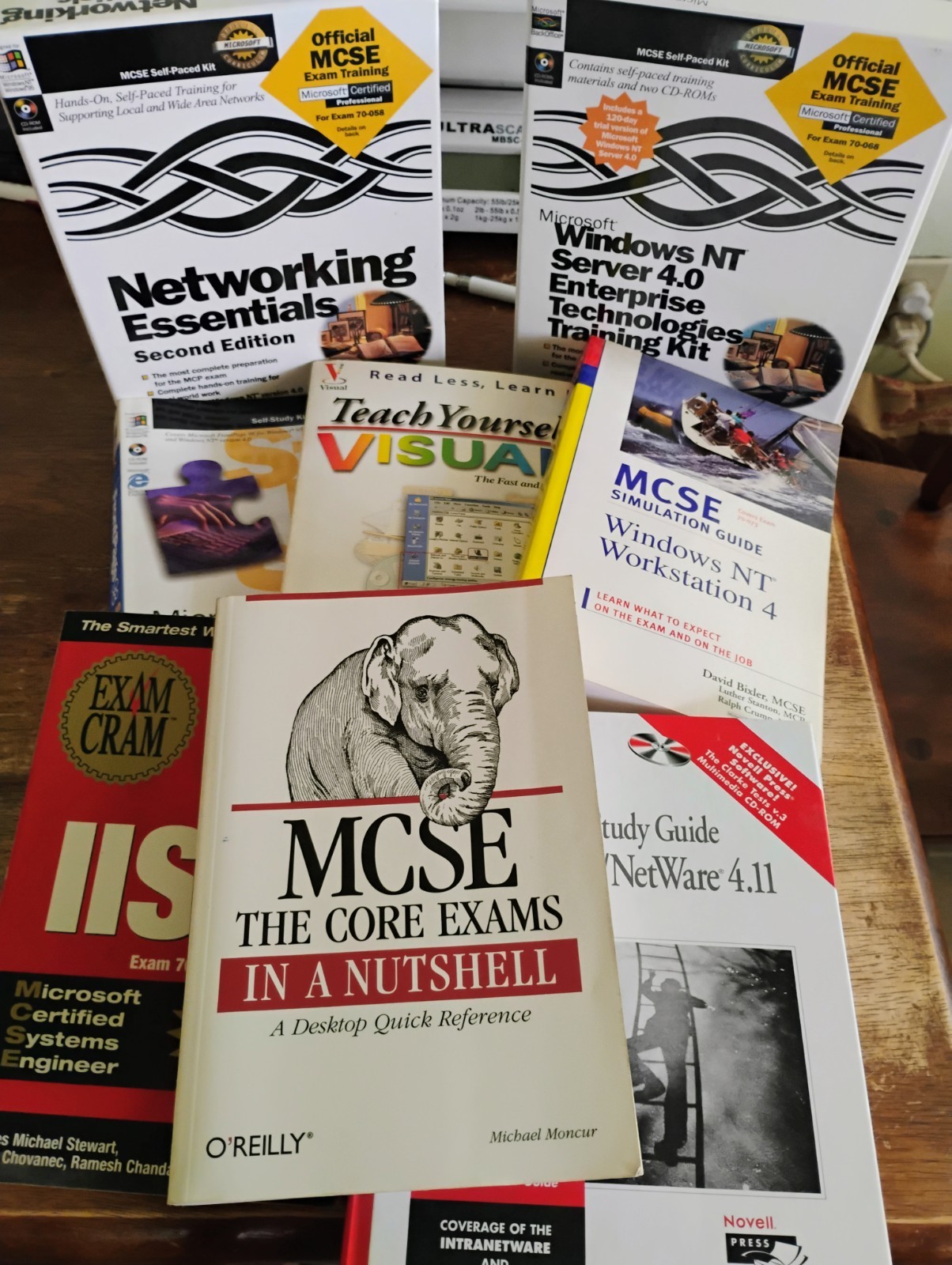 Microsoft Windows NT Training Kit Lot with Novel CNA - Plus Frontpage IIS 4 ect