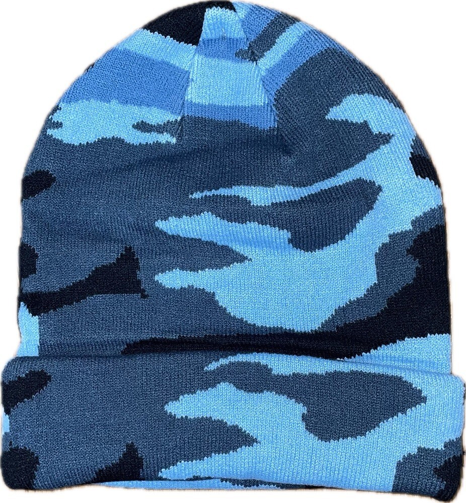 Camo Camouflage Stocking Cap Beanie Hat Hunting Hunter Military Blue Black Toque