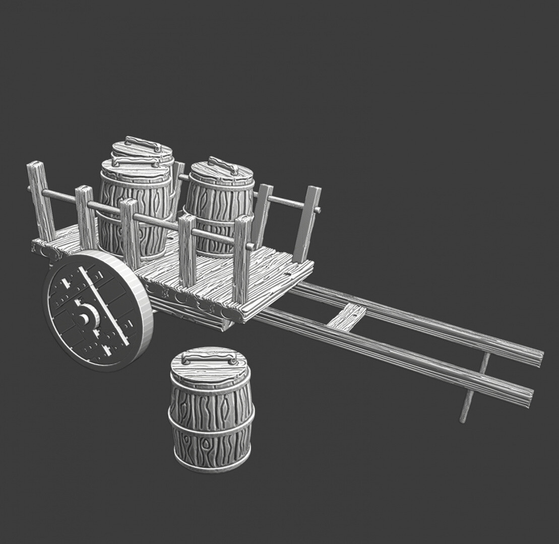 Northern Crusades Miniatures Medieval Barrel cart 28 32 35 40 50 54mm 3D Print