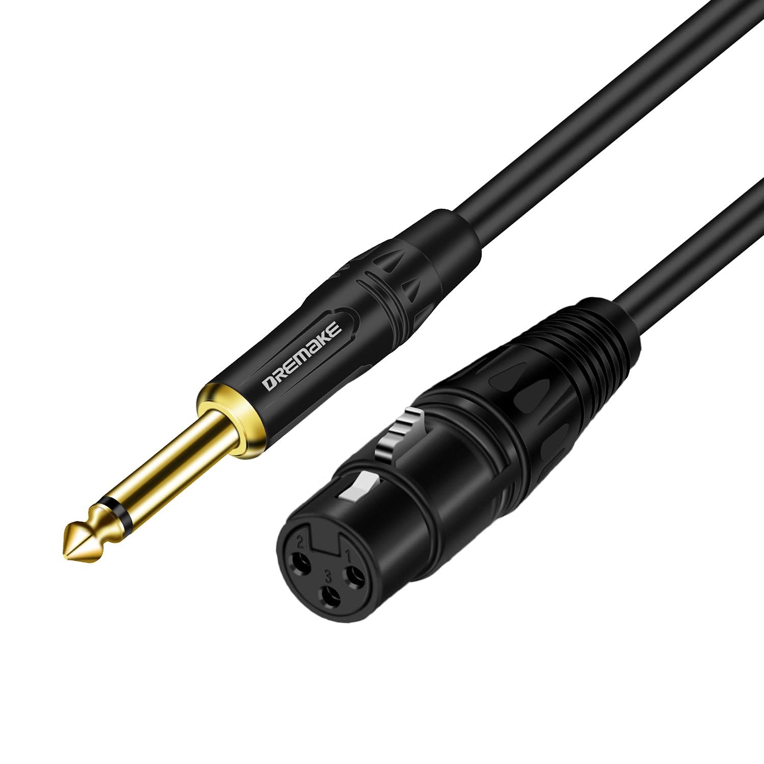 DREMAKE XLR to TS 6.35mm (1/4 Inch) Mic Cable, 6FT XLR 3Pin to Quarter Inch Audi