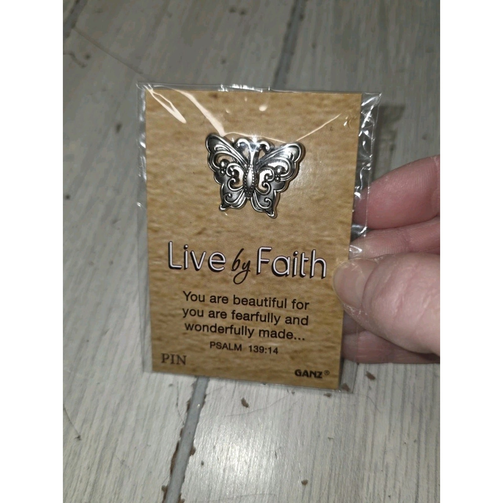 Ganz Live By Faith Butterfly You Are Beautiful Psalm 139:14 Lapel Hat Pin New