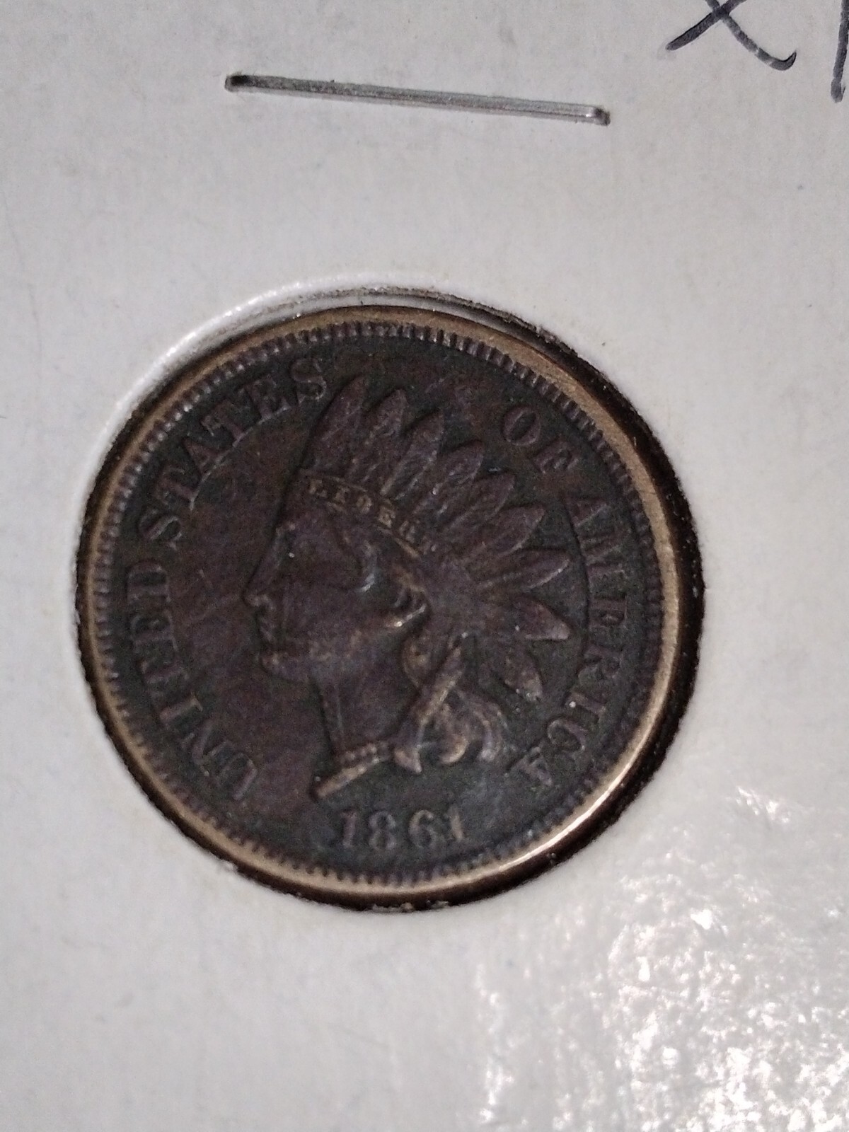 1861 Copper/Nickel Indian Head Cent. Key Date Coin! Excellent Details! Dark.