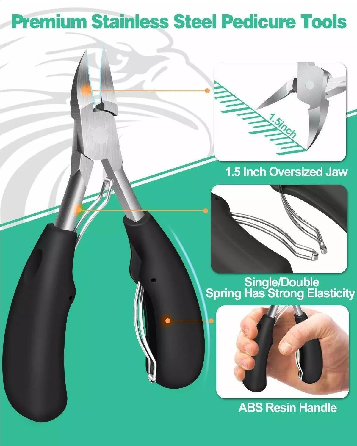 2PCS Stainless Professional Extra Large Toenail Clippers for Heavy Duty Toe Nail