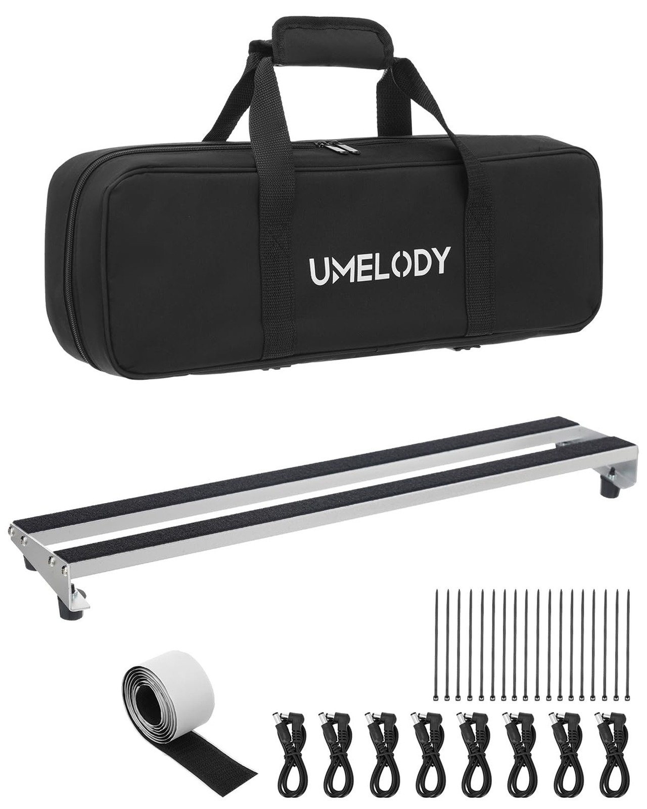 Small Guitar Pedal Board with Padded Carry Bag, 19.1"×4.1" Aluminum Alloy P