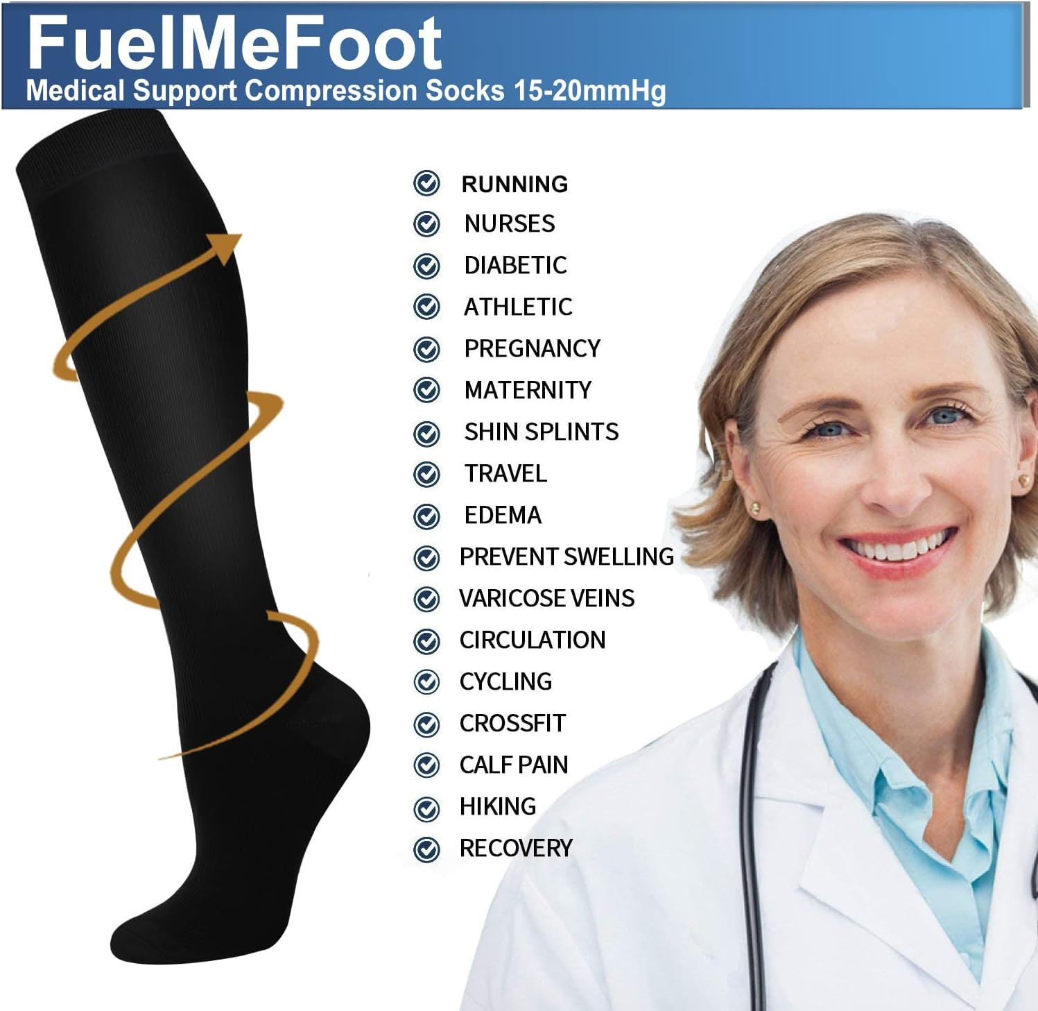 3 Pack Copper Compression Socks - Compression Socks Women & Men Circulation - Be