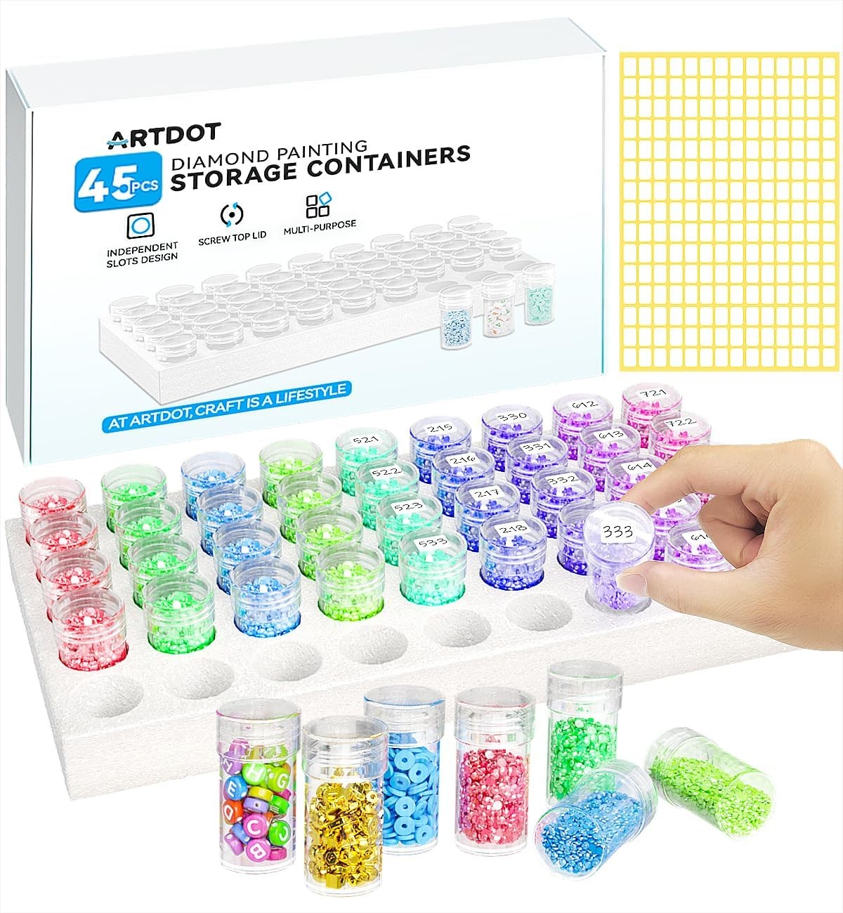 ARTDOT 45 Slots Diamond Art Storage Boxes Kits for Adults, Painting...
