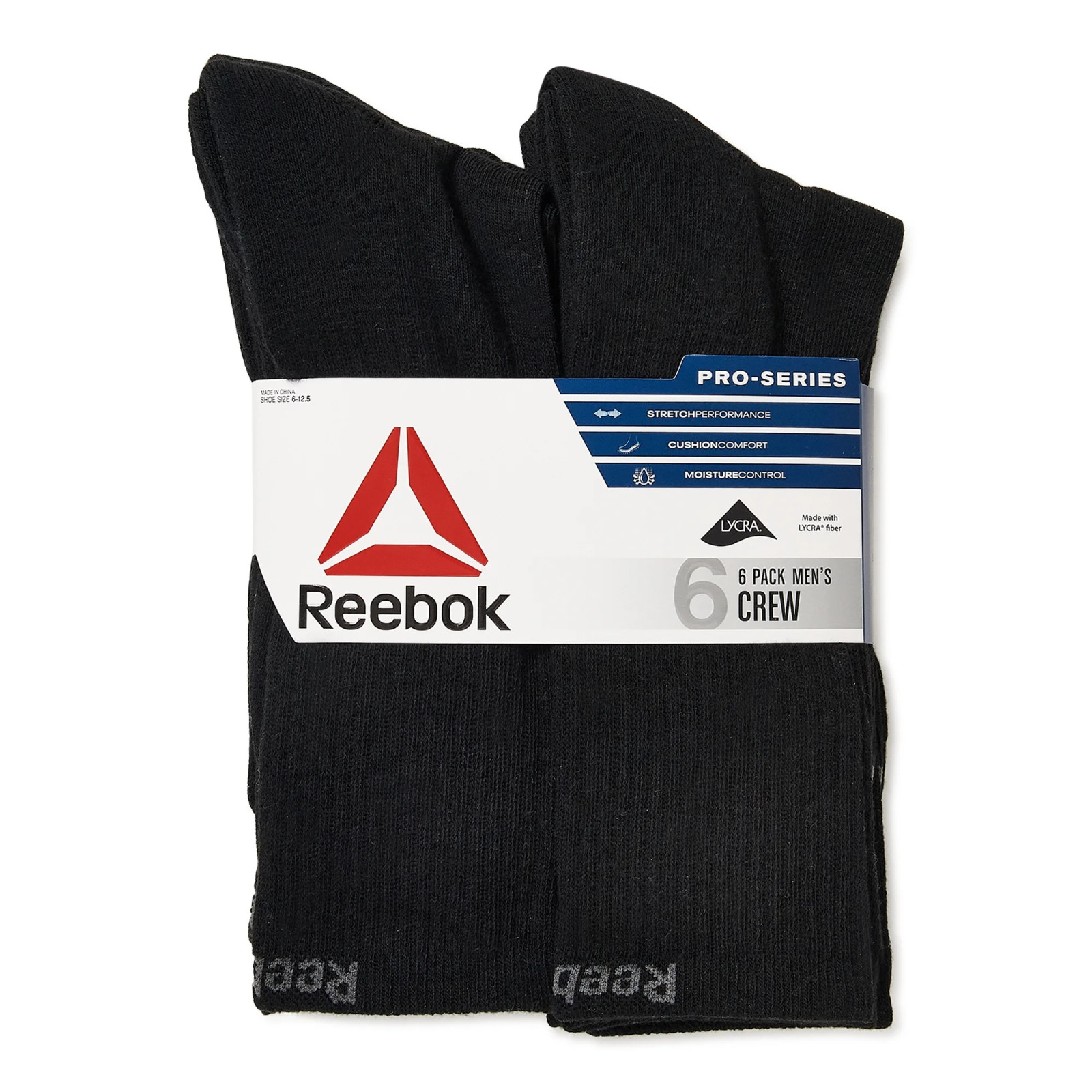 Reebok® Men's Performance Cushion Comfort Crew Socks, 6-Pack CR03001