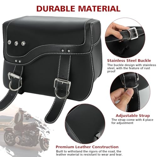 Motorcycle Saddlebags - Universal Leather Rear Saddle Bag | 30L Large