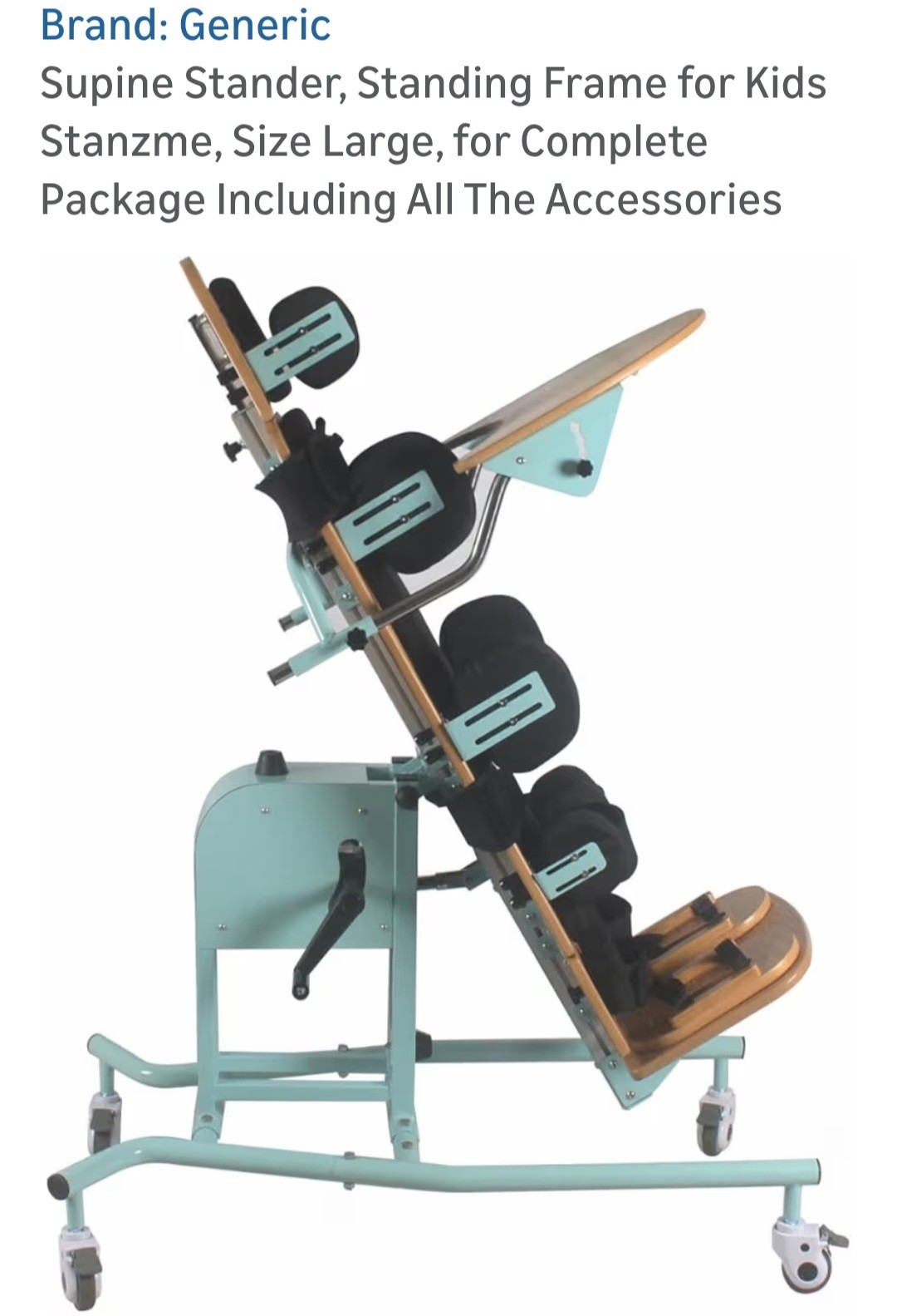 Generic Supine Stander Stanzme Large Adjustable Tray Wheel Locks Backrest