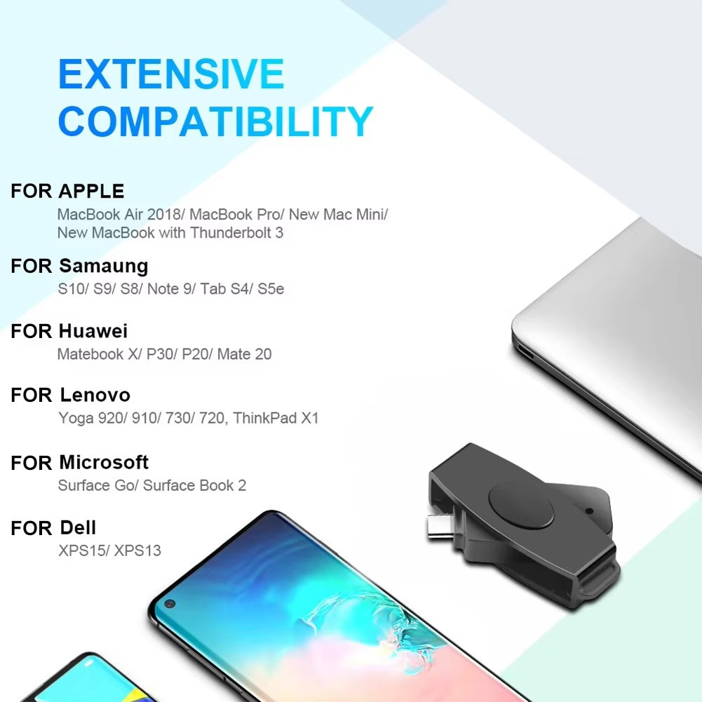 1PC Portable EMV Card Reader Adapter Bank Card External Reader Windows Mac