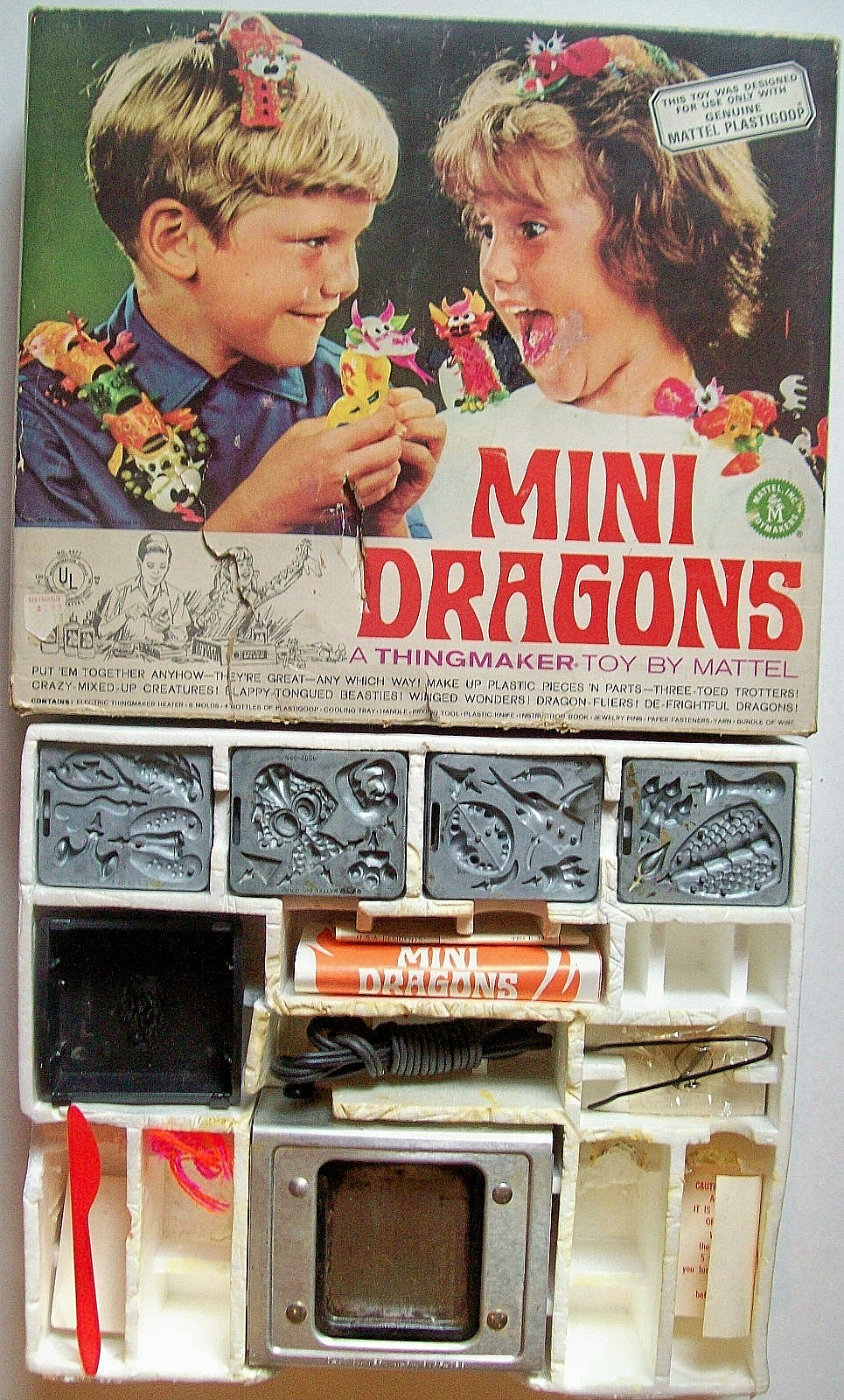 1967 "Mini Dragons" Thingmaker Set by Mattel-Mostly Complete Incl Working Heater