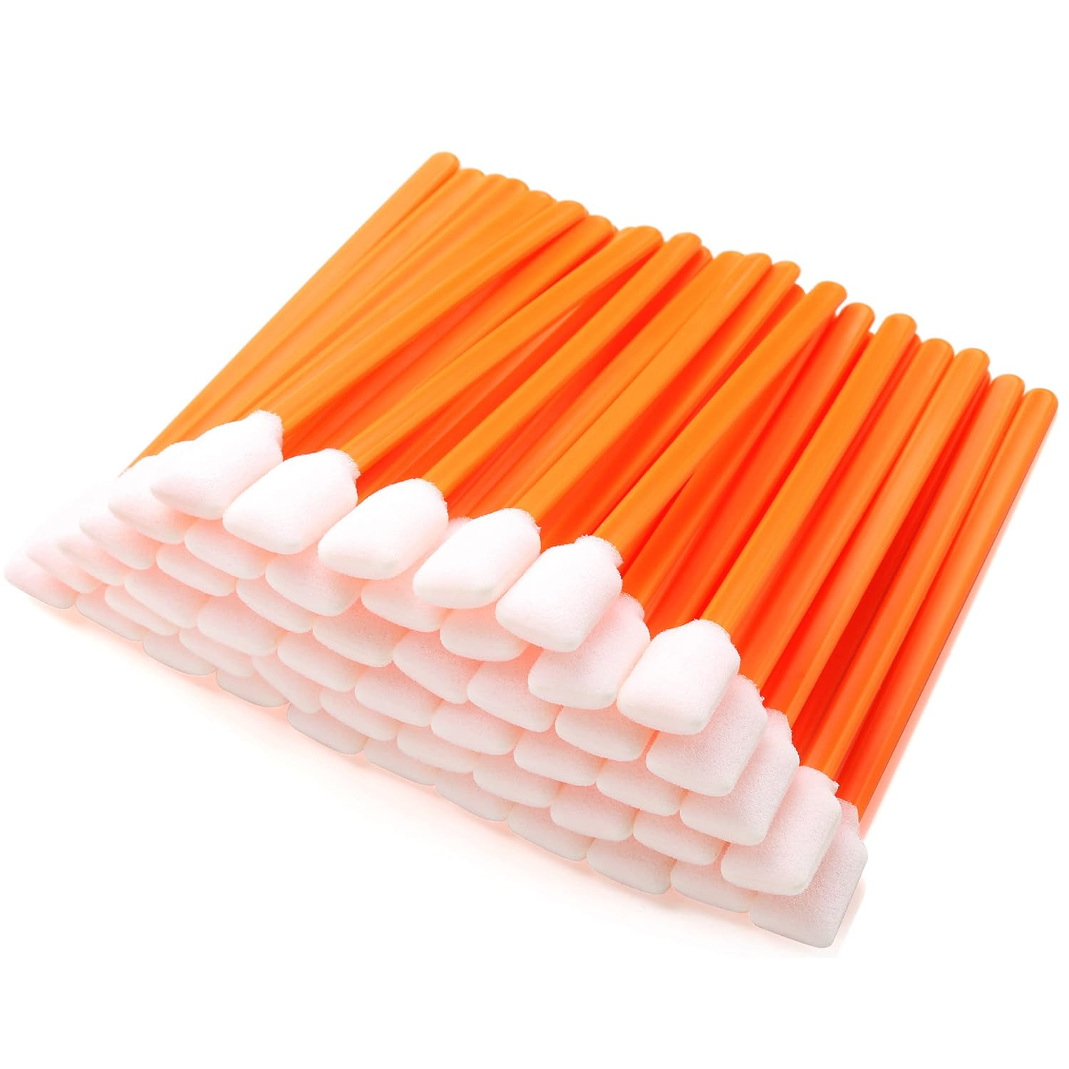 Foam Sticks Cleaning Swabs (50 Pcs 5.25" Large Rectangular Foam Tips, Orange) Cl
