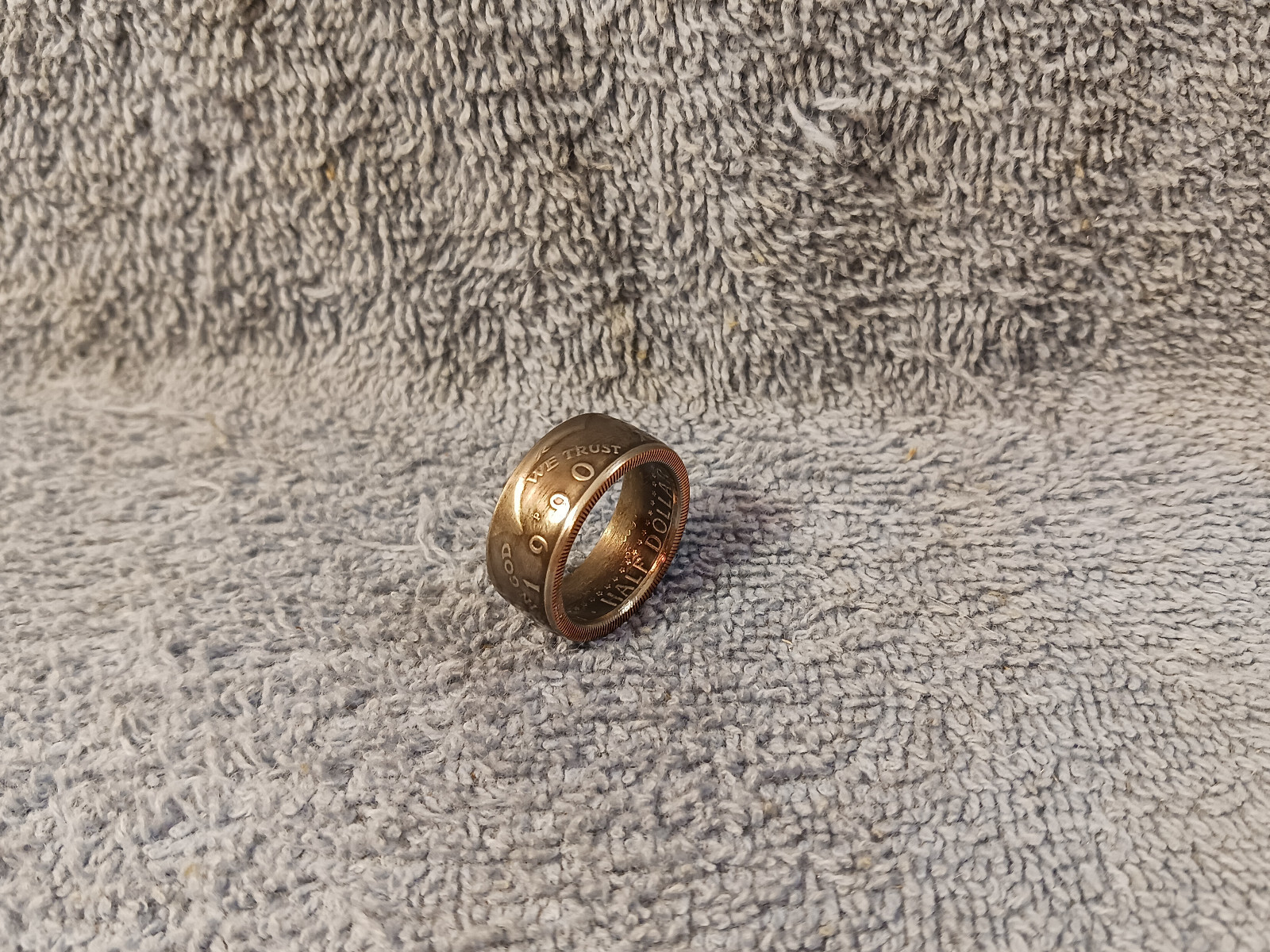 1990 Kennedy Half Dollars  size 9 -1/2 coin ring  handmade mixed metals  (A)