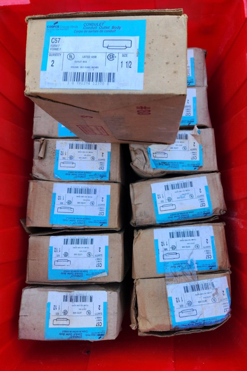NOS - 1 BOX OF 2 NEW COOPER CROUSE HINDS CONDULET CONDUIT OUTLET BODY C57 1-1/2"