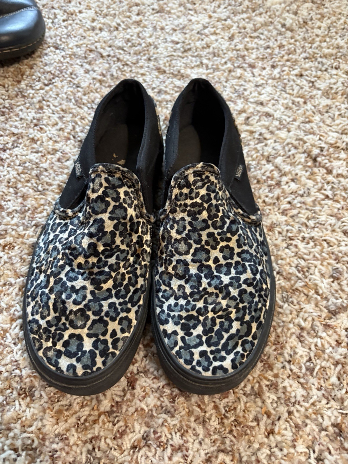 Vans Womens Classic Slip On Canvas Skate Shoe - Leopard/Black Women's Size 9.5