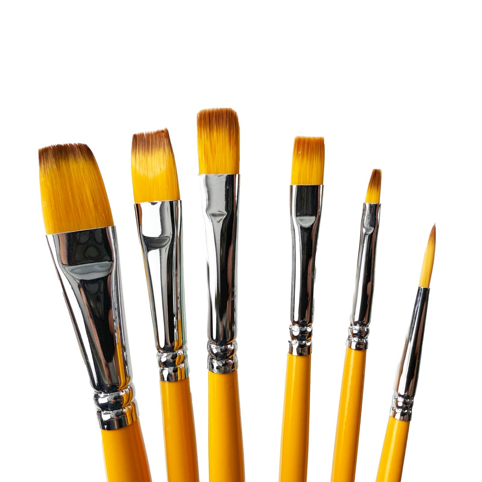 6 oil/acrylic square detail paint brushes set - Brand New!