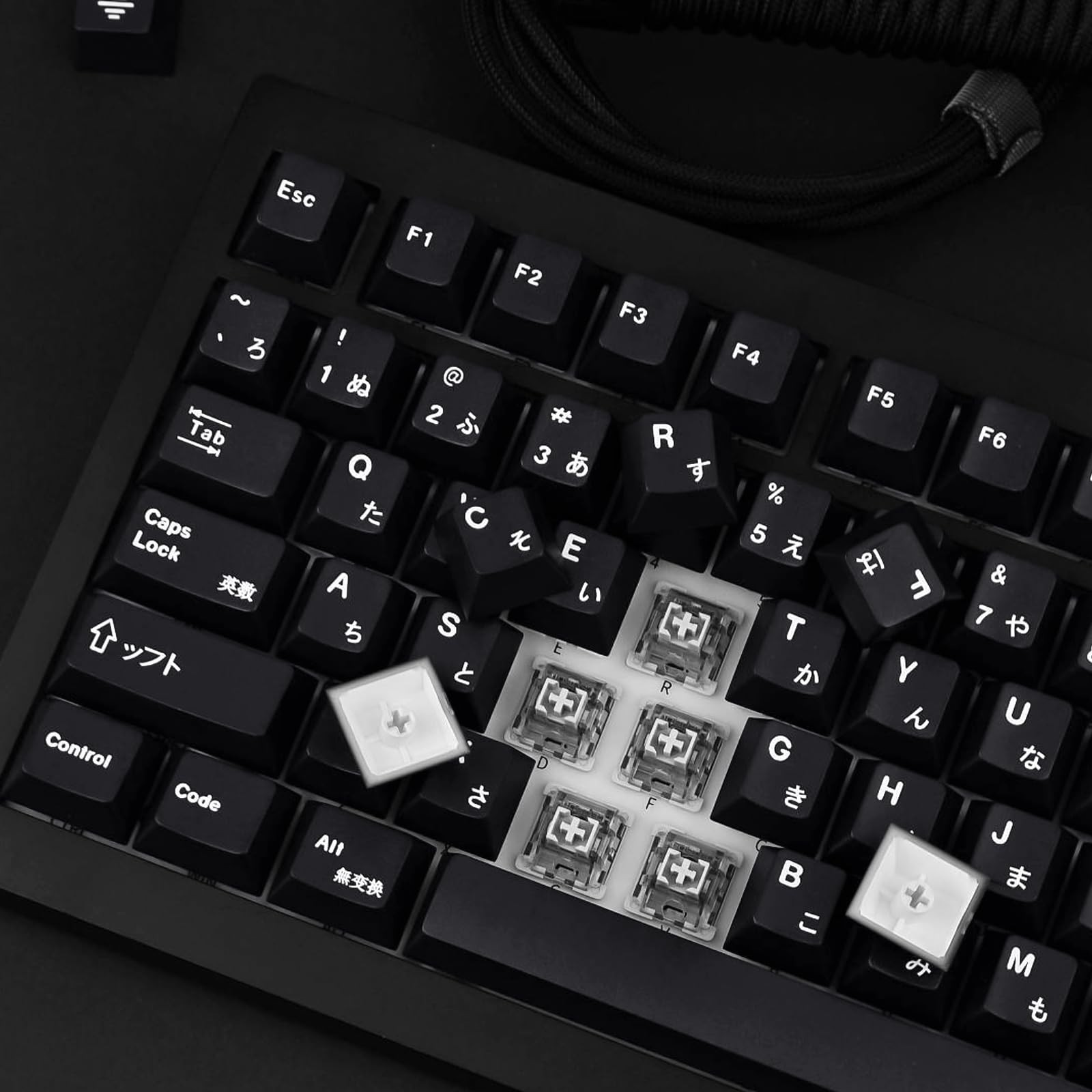 Black Japanese Keycaps 129 Keys Minimalist Style PBT Dye Sublimation Customized