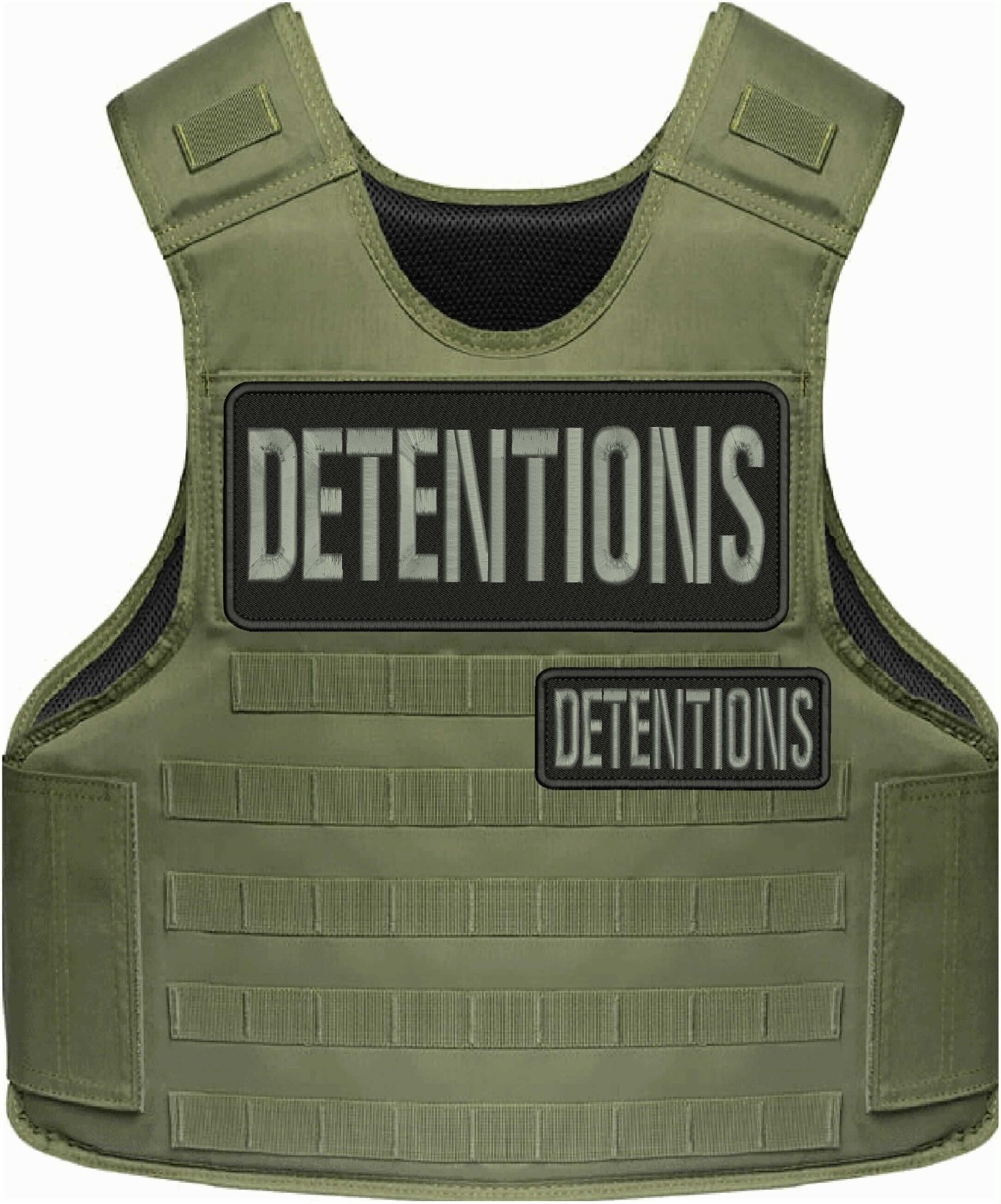 Detentions 2 Embroidery Patch 4x10 And 2x5 Hook On Back Gray On Black